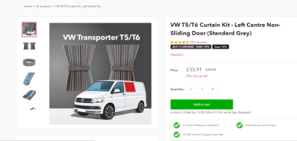 VW T5 & T5.1 Full Curtain Kit - Vee Dub Transporters