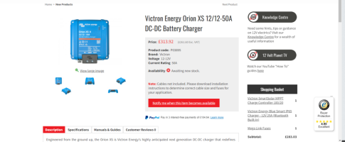 Victron Orion XS 12/12-50A DC-DC Battery Charger