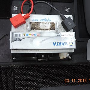 Battery on plate without seat box.