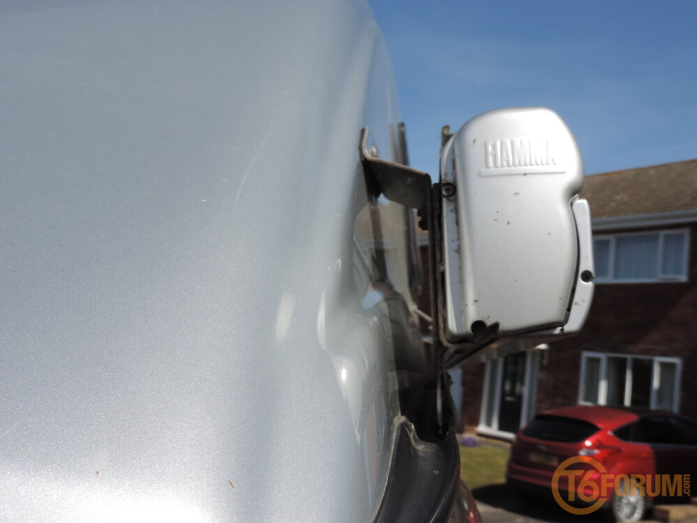 Fiamma F45s on bespoke bracket (front)