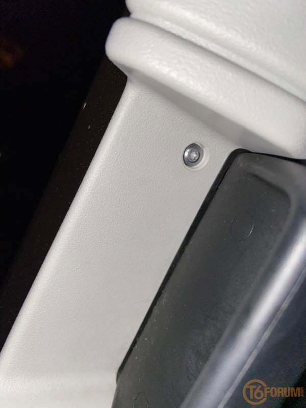 Sliding Door, tiny torx screw behind the handle.